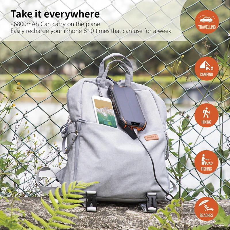 Внешний аккумулятор на солнечной батарее 26800 мАч | Мобильные телефоны и