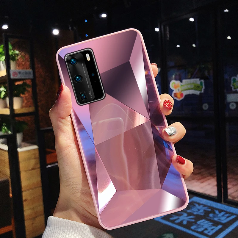 

Signalshin Diamond Aurora Case For Huawei P40 P30 P20 Lite Pro Y9 Y8 2019 Fashion 3D Diamond Glossy Full Protective Back Cover