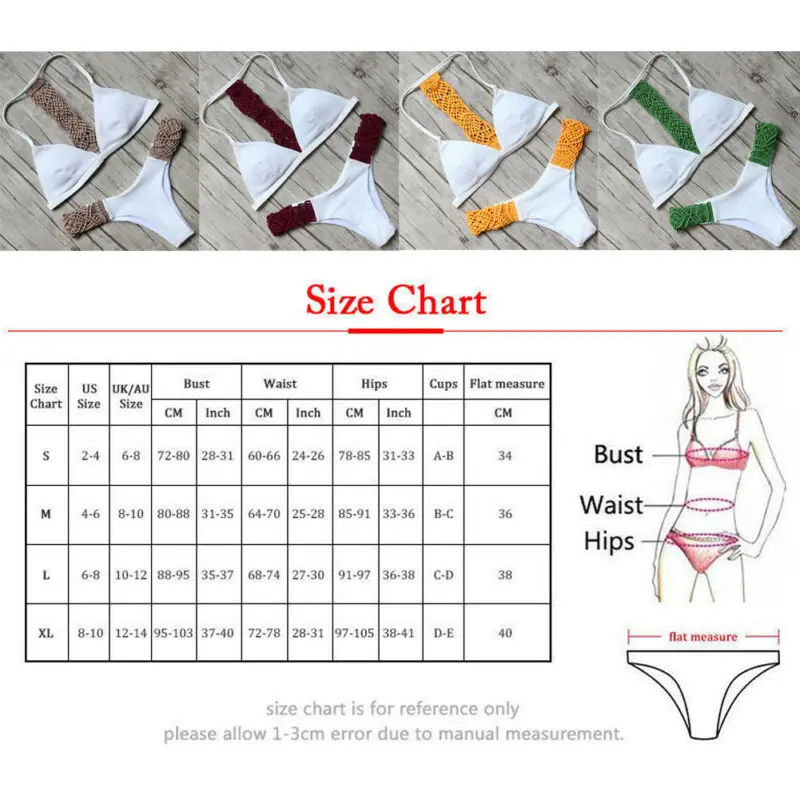 

2020 Hot Knitted Bikini Set Women Summer Khaki Halter Swimwear Bikini Set Push-up Low Waist Bra Bathing Suit Swimsuit Hollow Out
