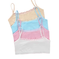 3pclot young girls lace puberty teenage soft cotton underwear training bra crop top 8 14years