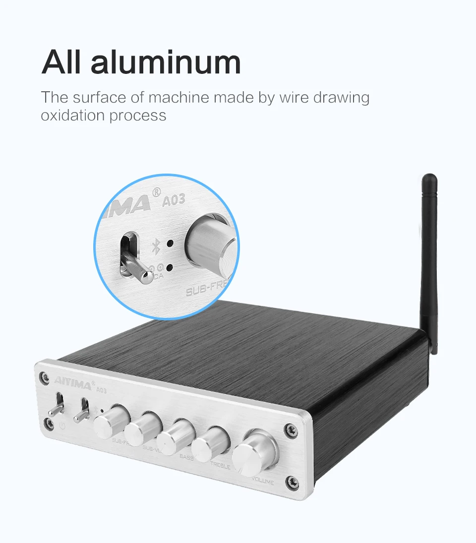 AIYIMA TPA3116 2,1 канальный 50 Вт x 2+ 100 Вт высокомощный Bluetooth цифровой усилитель сабвуфер HIFI Amplificador аудио усилители