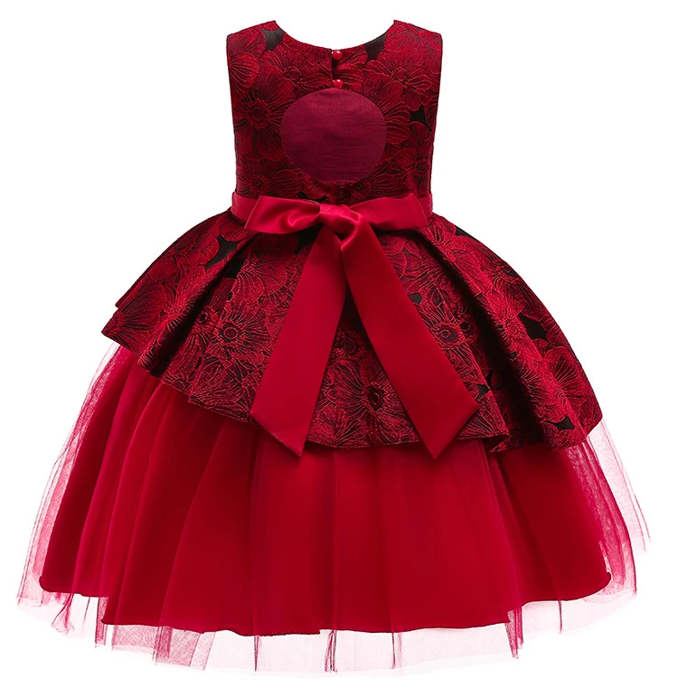 Formal Backless Dress Elegant Kids Dresses For Girls Clothing Layered Wedding Girl Dress Gown Wedding Party Princess Dress