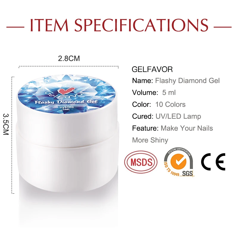Гель лак Блестящий Алмазный для ногтей Vernis полуперманентный УФ Гибридный гель
