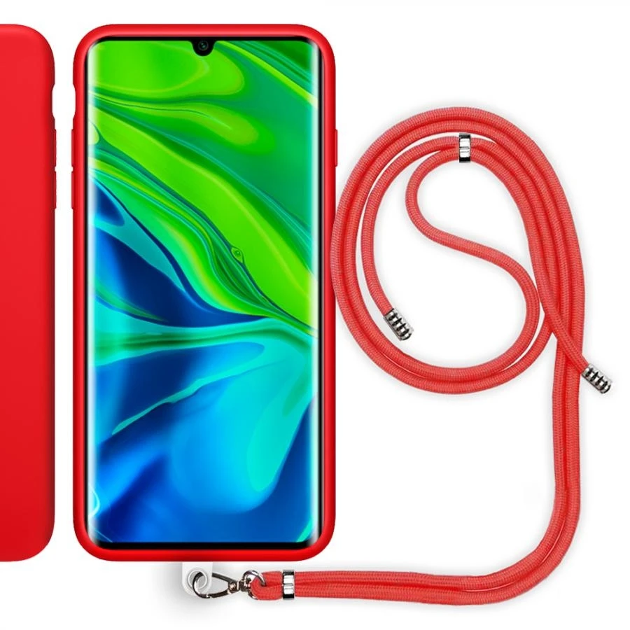 

Phone Case Compatible for Xiaomi Mi Note 10 Hanging Rope Silicone Case Red