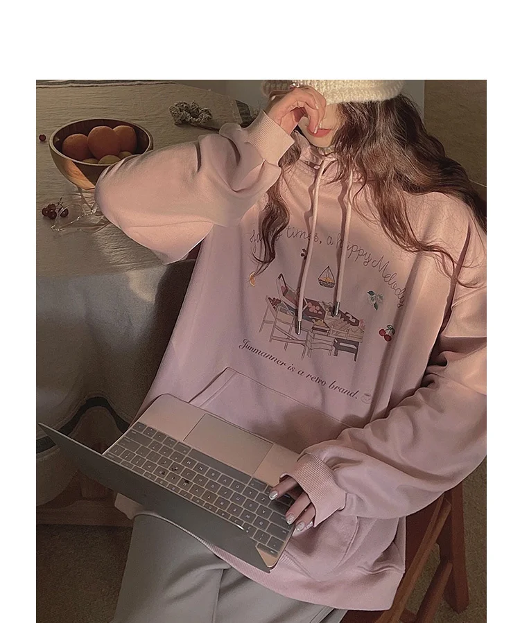 

Свитер с капюшоном в виде фруктов для женщин в Корейском стиле Осень 2021