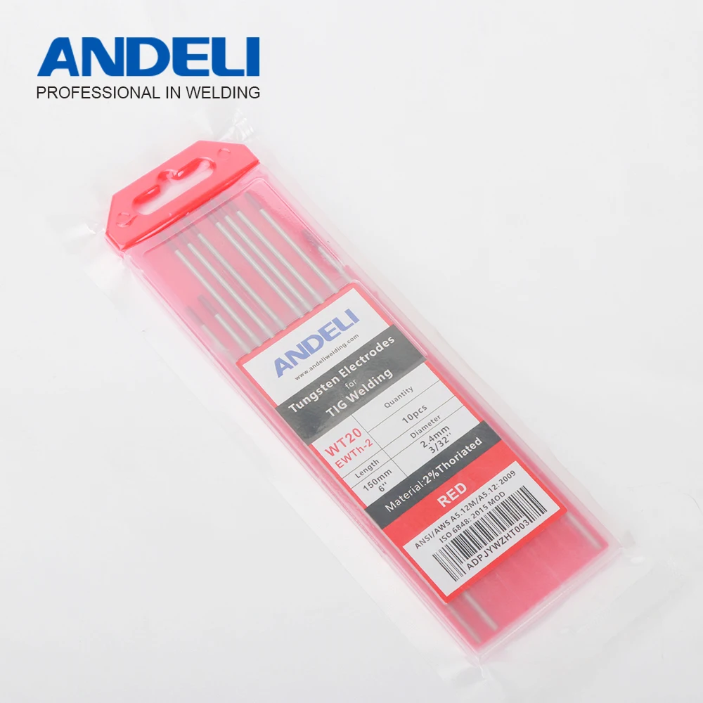 

ANDELI WT20 Tungsten Electrodes red head is suitable for stainless steel