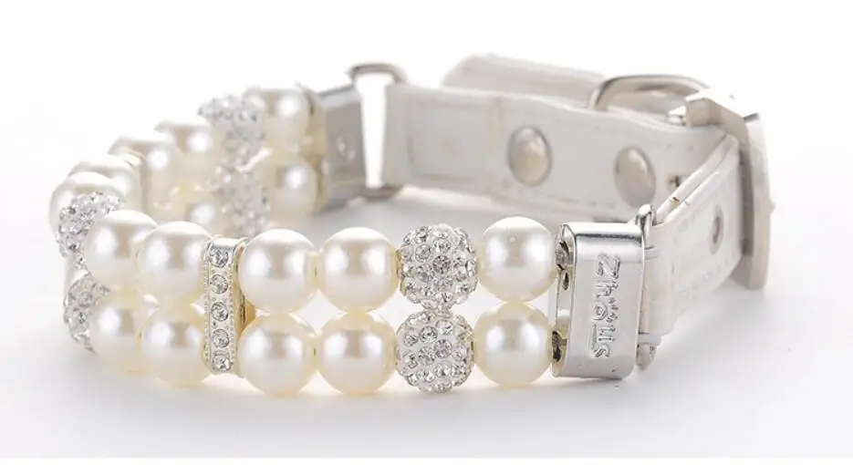 Ошейник для собак из искусственной кожи с жемчугом и бриллиантами | Дом сад