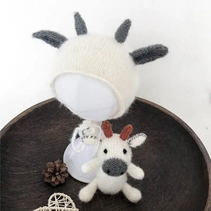 Vintage Hat Toy Set New Born Animal Photography Props Knit Mohair Rabbit Suffer Baby Photo Shoot | Детская одежда и обувь