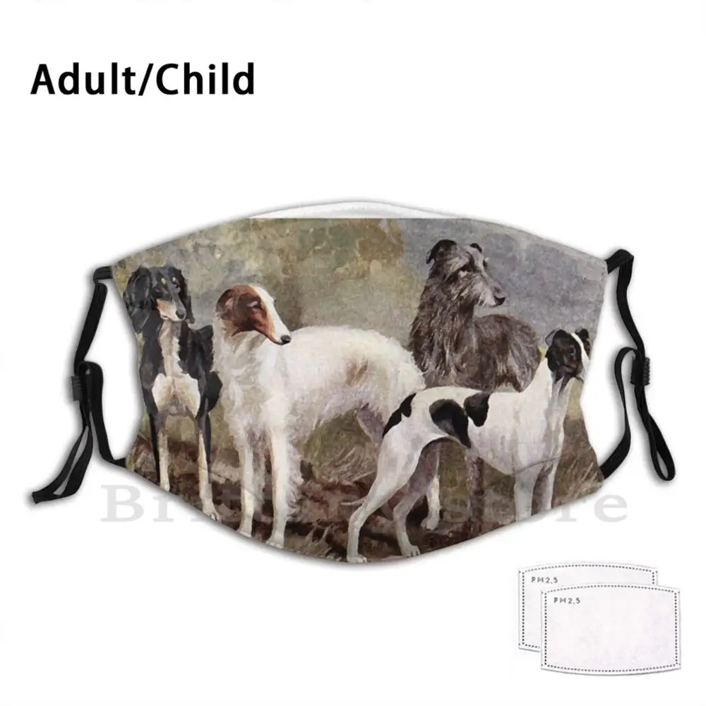 

Sighthounds многоразовая маска с фильтром Pm2.5 для взрослых и детей Borzoi Saluki Greyhound Deerhound Hound русский Wolfhound