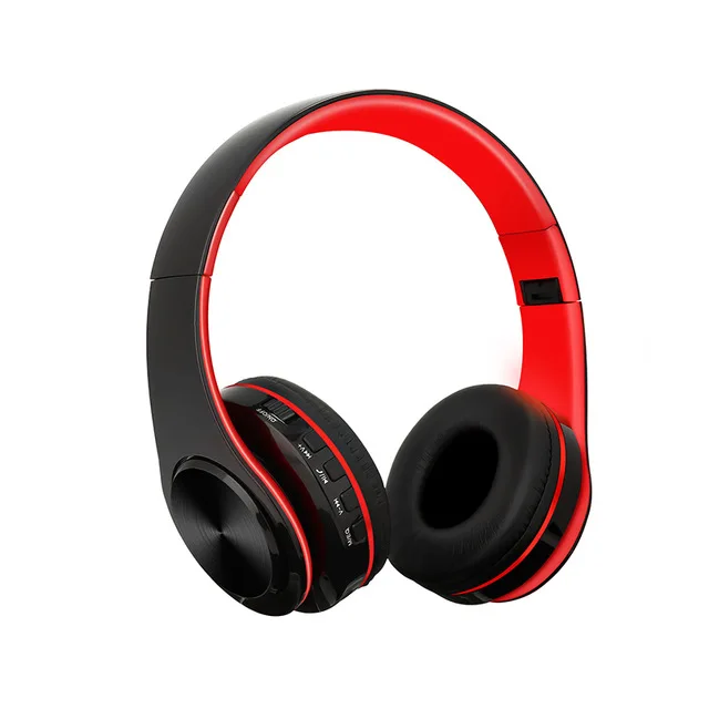 Red Black TOMKAS Bluetooth наушники проводные беспроводные наушники Bluetooth гарнитура Складные стерео игровые наушники с микрофоном Поддержка TF карты - Цвет: Red Black