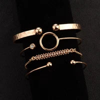 fashion new style simple bracelet with circle geometric pattern and long white diamond 4 piece set bracelet lucky jewelry