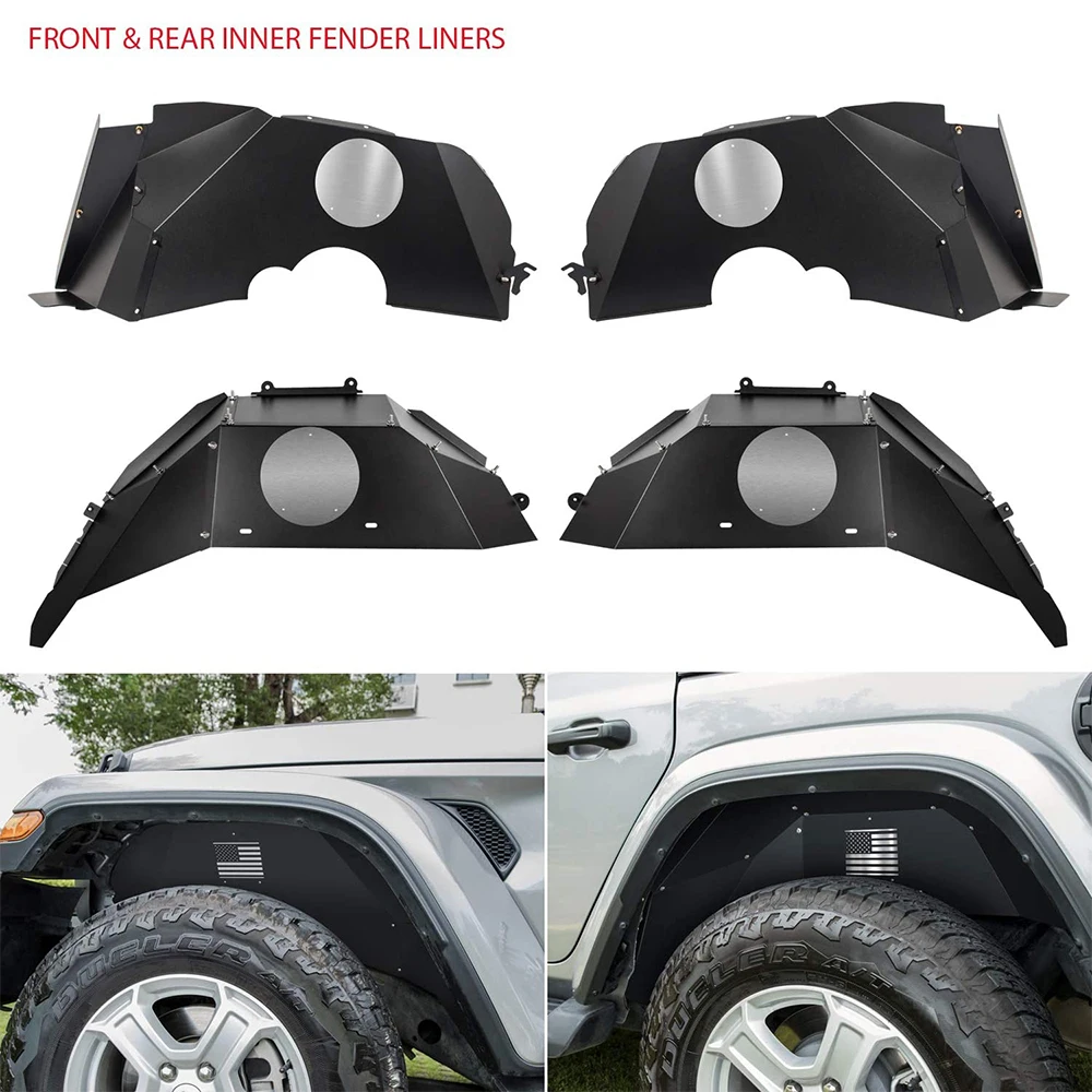 Передние и задние внутренние прокладки для крыла Jeep Wrangler JL JLU 2018-2020 черные
