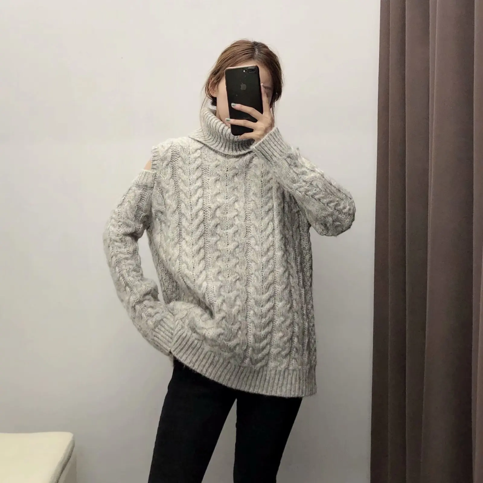 

Autumn Winter Women Turtleneck Sweater Oversize Wool Warm Pullovers Sweater Long Sleeve Cashmere Loose Jumper
