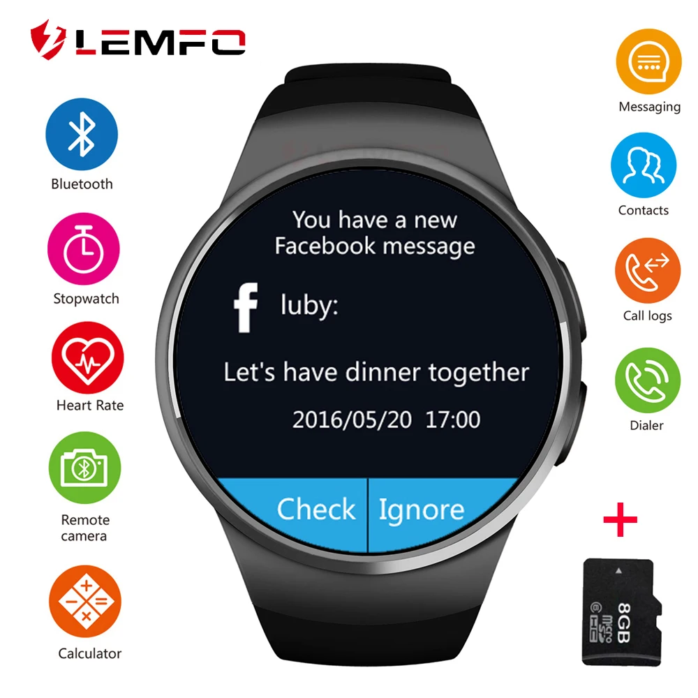LEMFO, умные часы для мужчин, KW18, поддержка sim-карты TF, Bluetooth, вызов, пульсометр, шагомер, спортивные режимы, умные часы для Android IOS