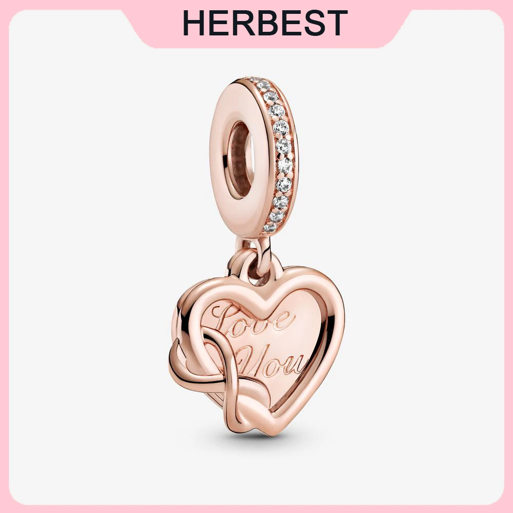 

2021 новые серебряные бусины 925 пробы Love You сердце с бесконечностью с позолоченным кольцом, подходят к оригиналу Pandora, браслет для женщин, сдела...