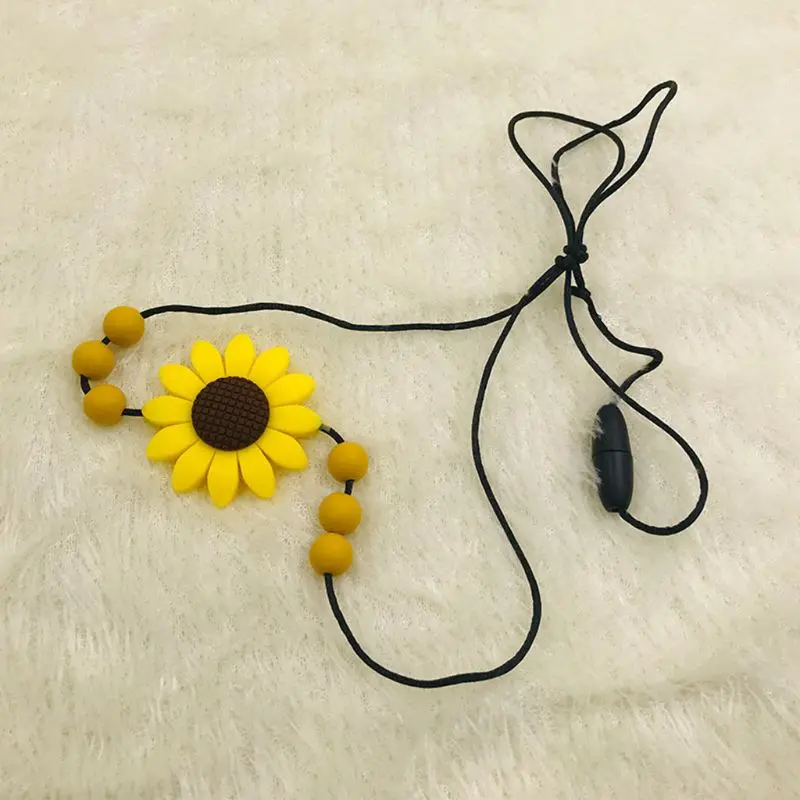 

Sunflower Baby Teether Necklace Silicone Pendant Beads Bow Knot Teething Nursing Toys for Infants Little Boys Girls
