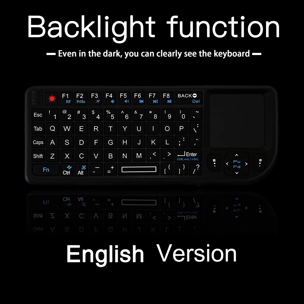 English layout A8 Multifunctional Fly Mouse 2.4 GHz Mini Wireless Keyboard USB Receiver ABS White Backlight With Touchpad | Электроника