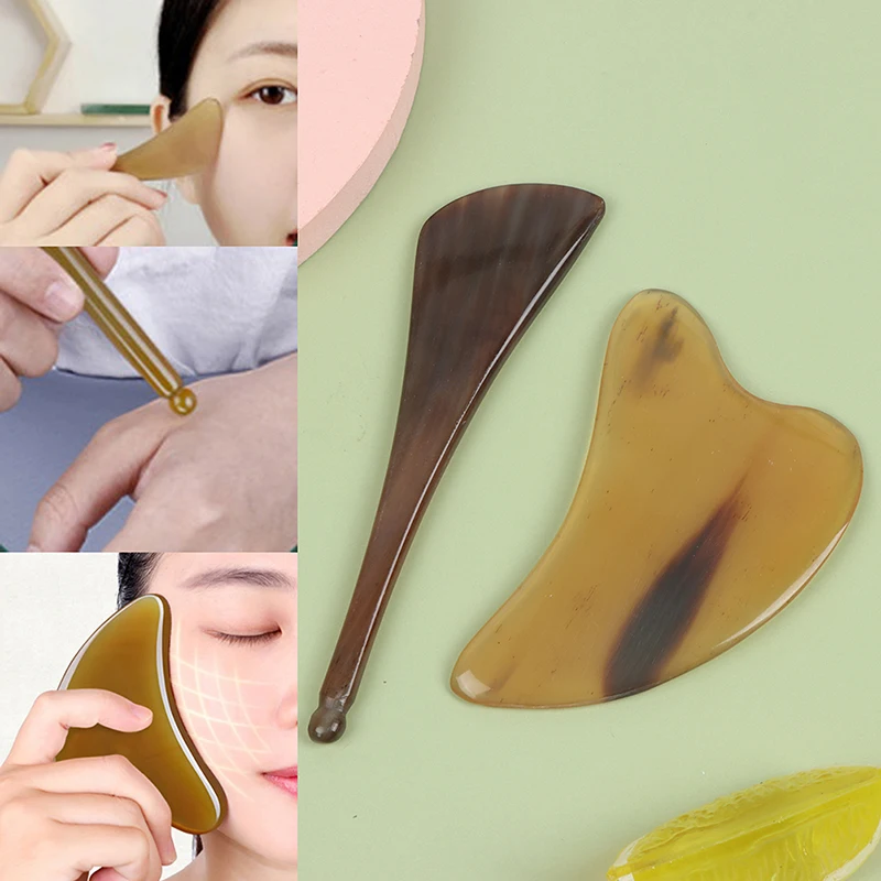 

Yak Horn Guasha Board Acupoint Stick Face Massager Facial Eye Scraping Massage Acupuncture Therapy Body Relaxation Gua Sha Tool