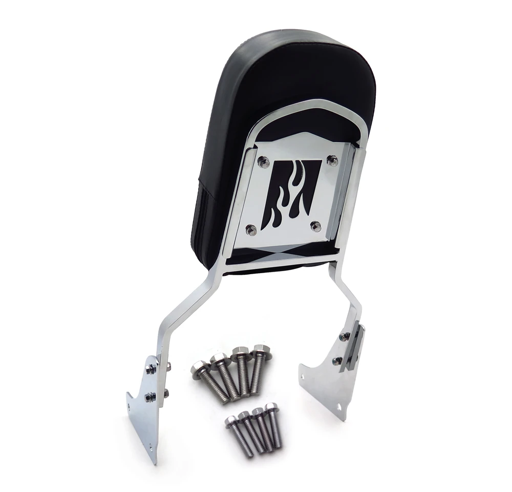 Chrome Flame Backrest Sissy Bar With Leather Pad For Honda Shadow Ace 1100