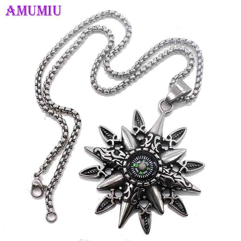 Ожерелье AMUMIU с компасом ожерелье кулоном викингов и пожилых людей языческая