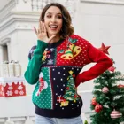 Женский свитер, вязаное платье в виде неприглядного рождественского маленького снежинки и рождественский стиль, женский джемпер с колокольчиками на груди