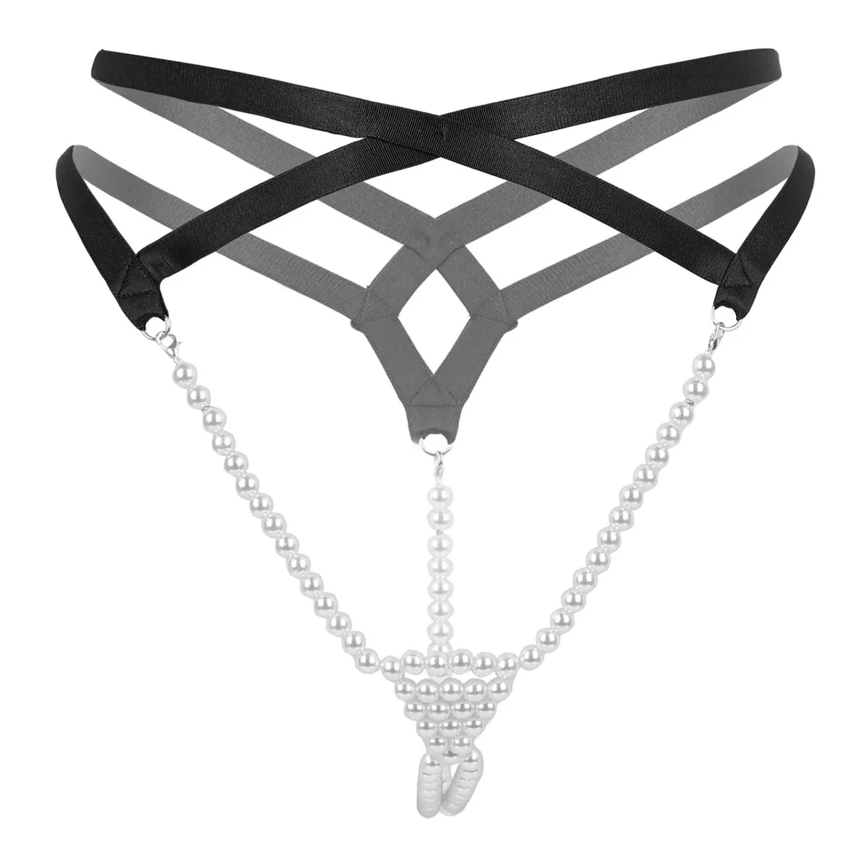TiaoBug Women Sexy Panties Tanga Open Crotch Mini Lingerie Stretchy Low Rise Pearl G-String Thongs Crotchless Erotic Underwear |
