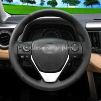 custom made hand stitch black leather car steering wheel covers for toyota levin