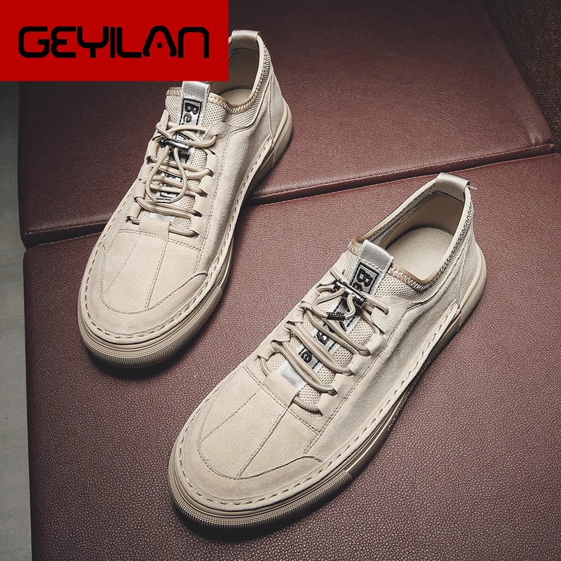 Мужские кожаные лоферы коричневые повседневные Нескользящие кроссовки из