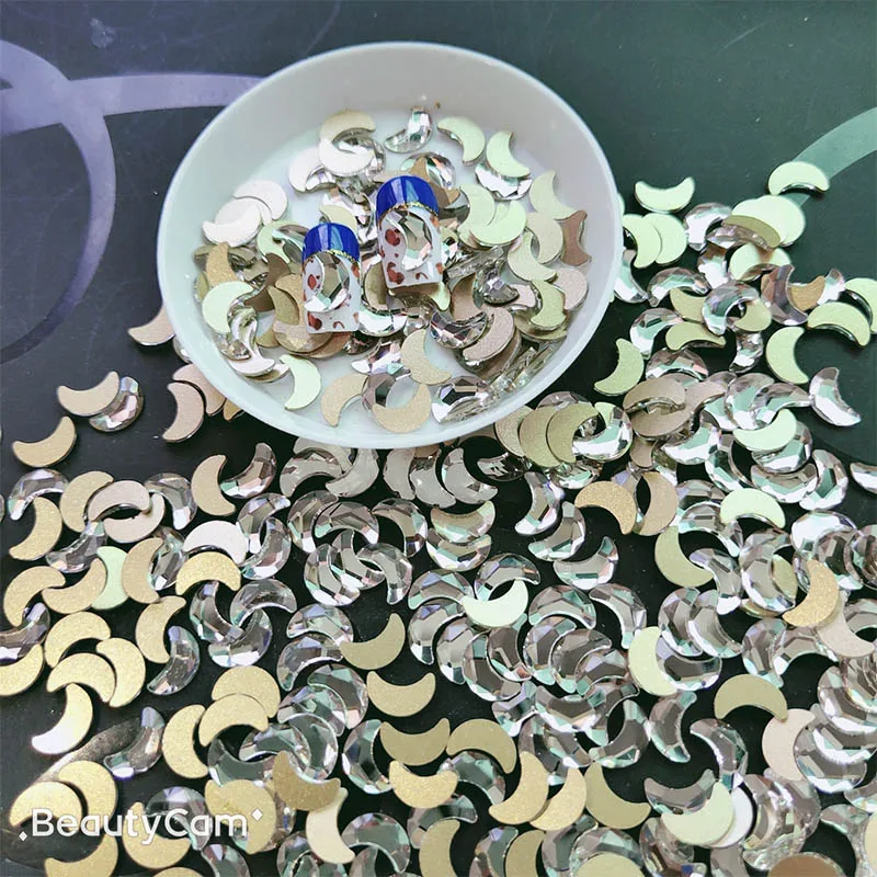 Большая упаковка 1000 шт. Супер Блестящие Стразы для ногтей в форме Луны 5 5x8 мм