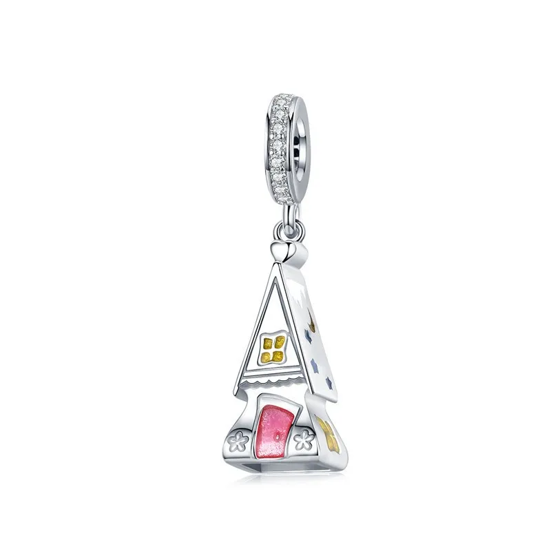 aasd1267-1 Подходит для браслета Pandora Серебро 925 CZ Колокольчик для елки украшения-Снеговички S925 Подарочный дом цветок бисер для изготовления ювелирных изделий - Окраска металла: aasd1267-1