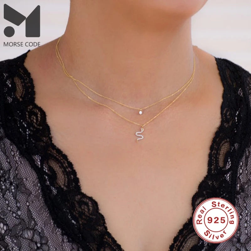 

MC New Small 925 Sterling Silver Chains Choker Sweet Cute Lovly Girly Light Luxury Clavicle Collar Zircon Snake Women Necklace