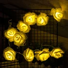 Светодиодная гирлянда с цветами розы, 1 м, 2 м, на батарейках