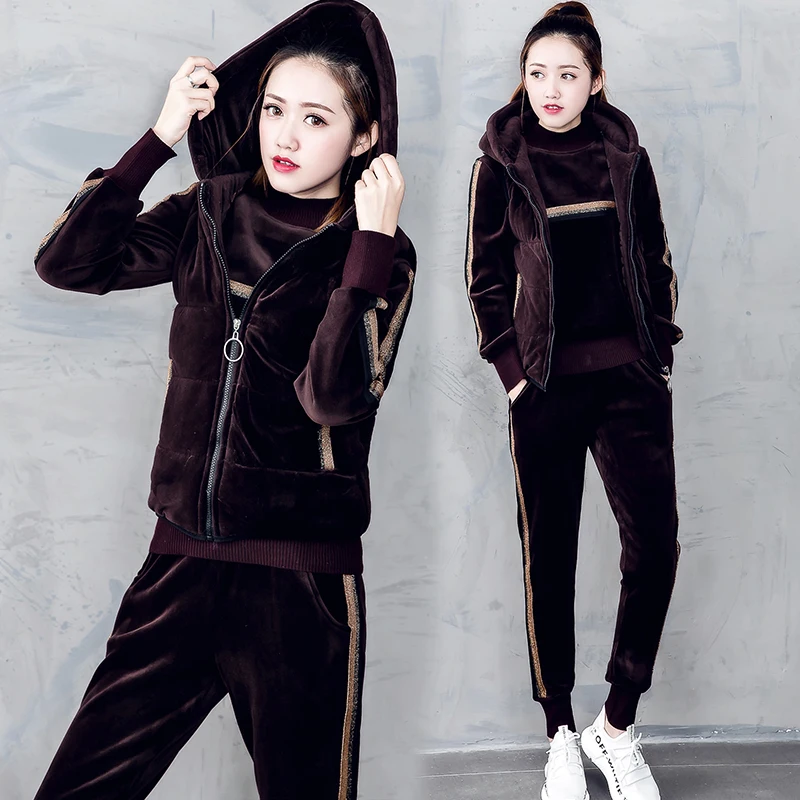 Женский спортивный костюм спортивная одежда Зимние флисовые бархатные толстые