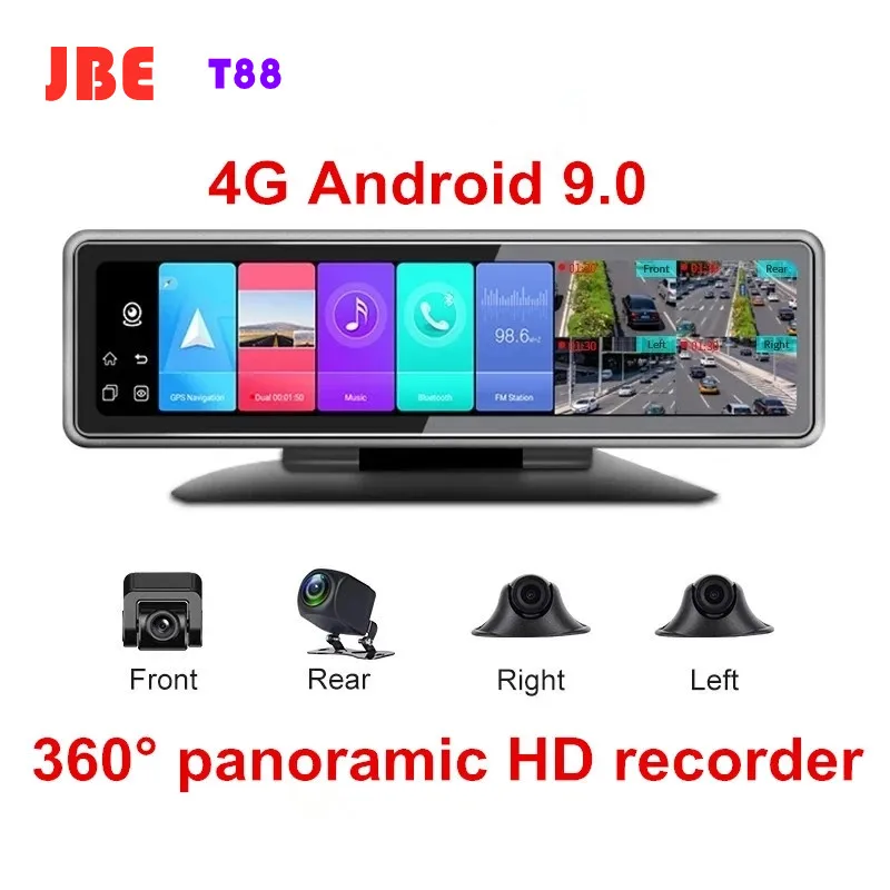 4G Android 9 0 12 дюймов Dash Cam приборной панели Видеорегистраторы для автомобилей авто