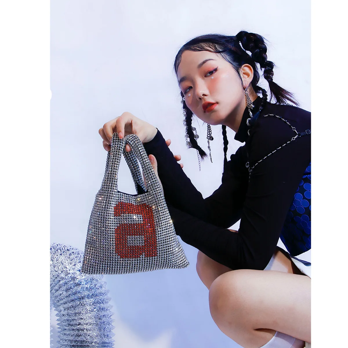 

Diamond bucket bag Evening Handbags For Women Luxury Designer Shiny Rhinestone Small Clutch Purse Ladies Sac Femme Fashion