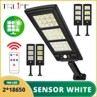 3600 мАч 180 144 светодиодный солнечный садовый светильник сенсор садовая уличная лампа IP65 водонепроницаемая настенная лампа 3 режима прожектор 2*18650