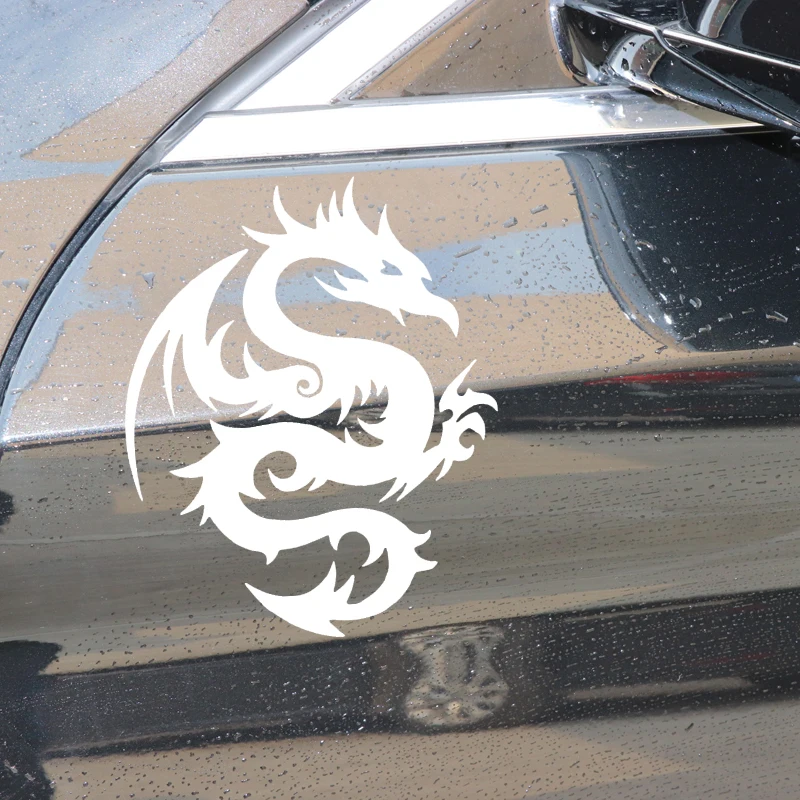 

YJZT 13.2CM*16.2CM Dragon Vinyl Decal Pattern Decoration Car Door Car Sticker Accessories Black/Silver C4-2908