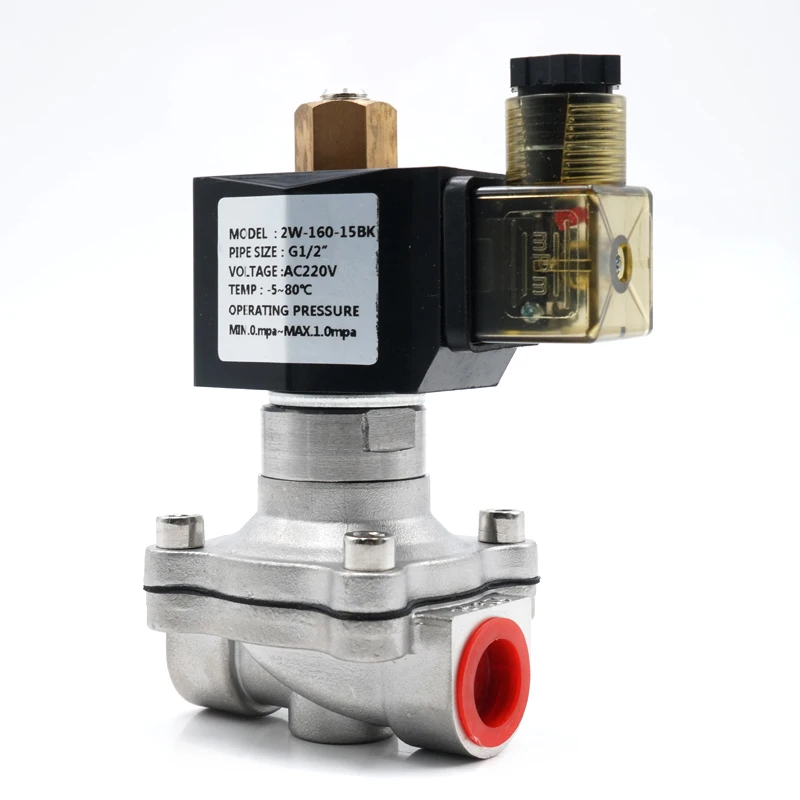 Соленоидный клапан из нержавеющей стали 304 нормально открытый AC220V DC12V DC24V IP65