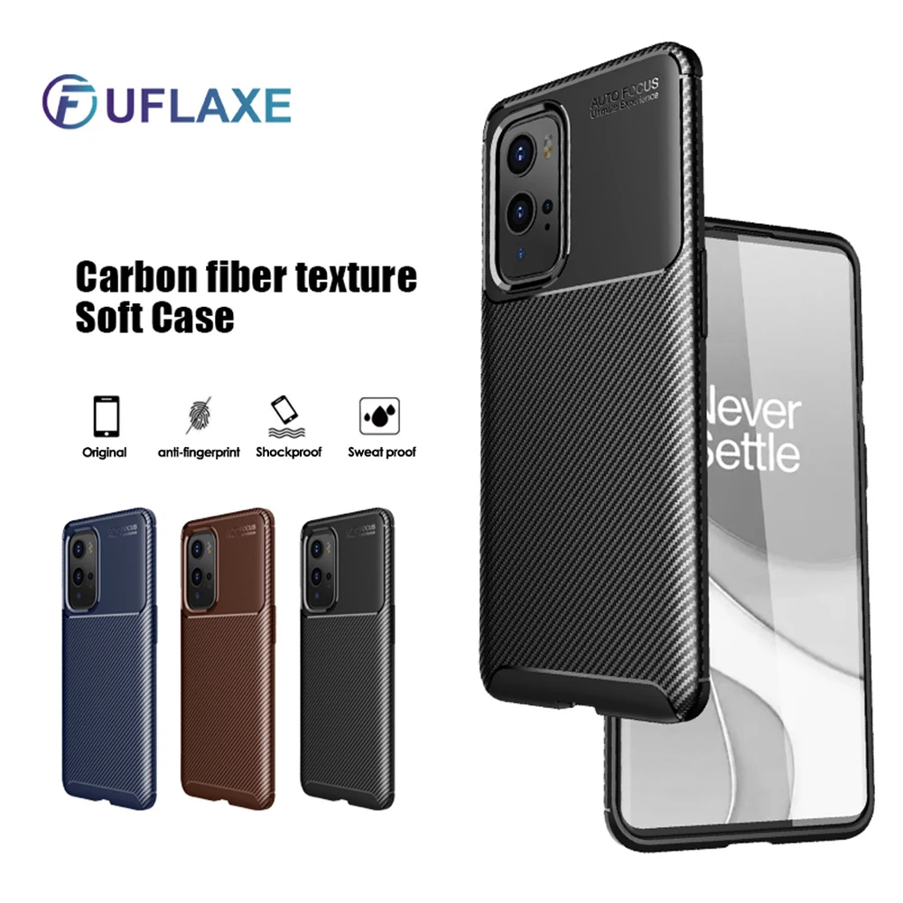 

UFlaxe Soft Silicone Case for OnePlus 9 Pro 9R Carbon Fiber Texture Ultra-thin Shockproof Cover OnePlus 8T 8 Pro