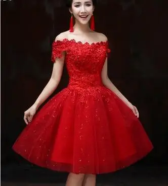 

2021 Bridesmaid Dress Europe and America Short Lace with High Waist and One Shoulder Wedding Bride Banquet Evening Dress