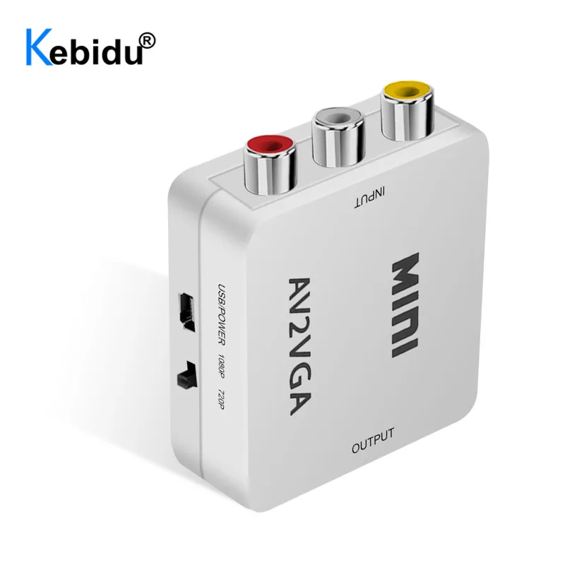 Mini Audio RCA To VGA Video Converter AV2VGA Conversor with 3.5mm AV For PC to TV HD Computer | Электроника