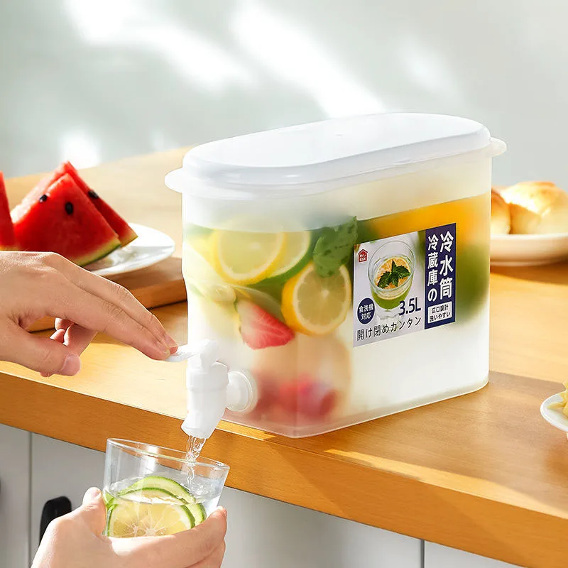 

4PCS 3500ml Kettle with Faucet Large Capacity Cold Kettle Lemonade Bottle Refrigerator Cool Bucket Ice Kettle Water Juice Teapot