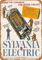 1947 sylvania electric tubes metal sign rustic vintage wall signs plague home decor 8 x 12