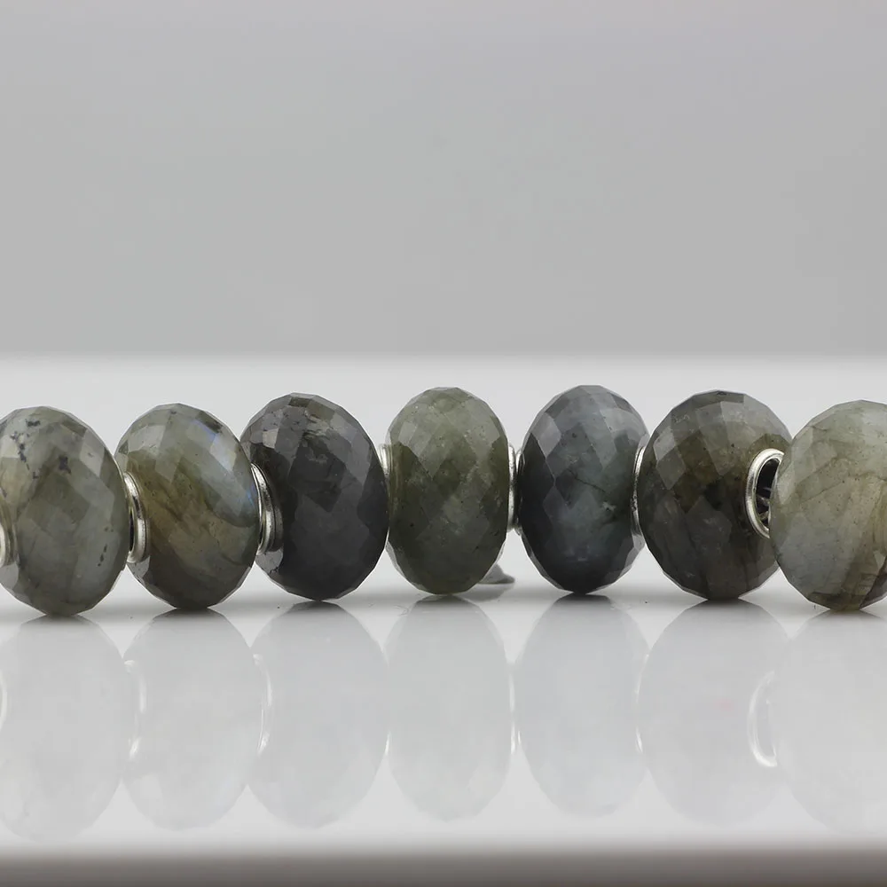 

Faceted Natural Charms Bead Authentic 925 Sterling Silver Fit European Charm Bracelets Fashion Round Beads For Jewelry Making