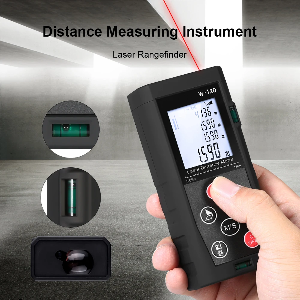 

Портативный лазерный дальномер с ЖК-дисплеем, 120/150 м