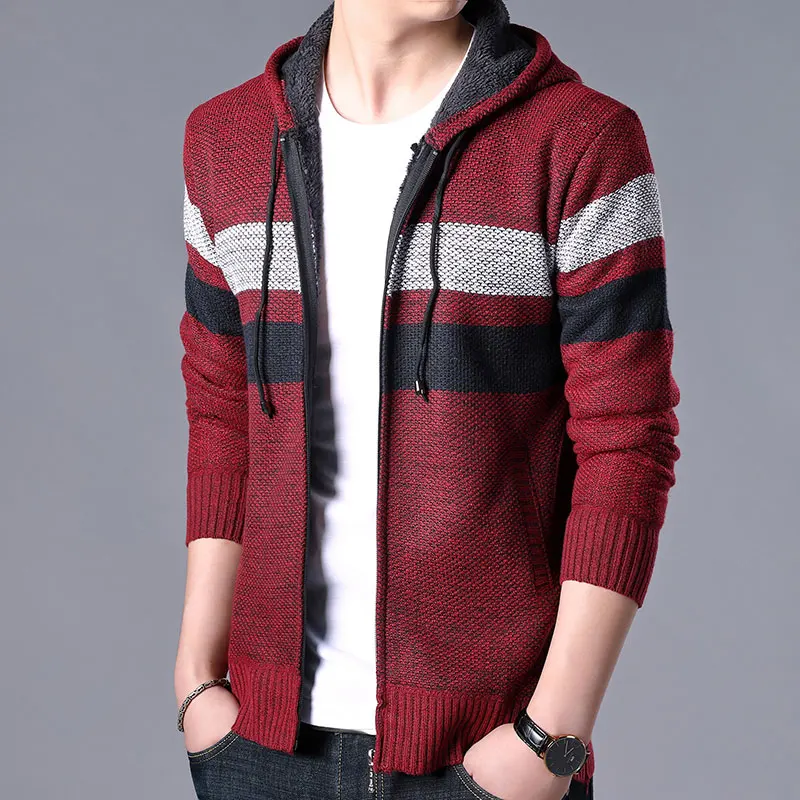 Новинка зимы 2019 мужские свитера с капюшоном пальто Модный повседневный пэтчворк