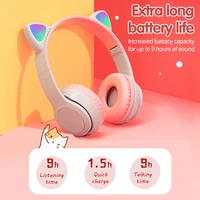 ankndo head mounted headphone cat ear luminous wireless bluetooth headset stereo earphone with microphone support tf card play