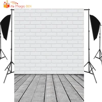 seamless vinyl white brick wall backdrops dark wood floor birthday photography backgrounds wedding newborn props