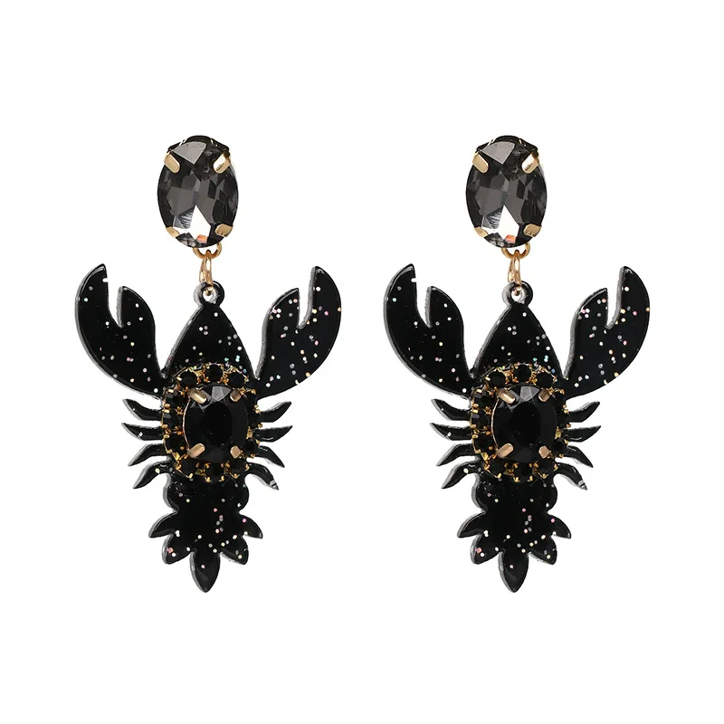 Серьги в форме лобстера модная трендовая индивидуальная подвеска с кристаллами