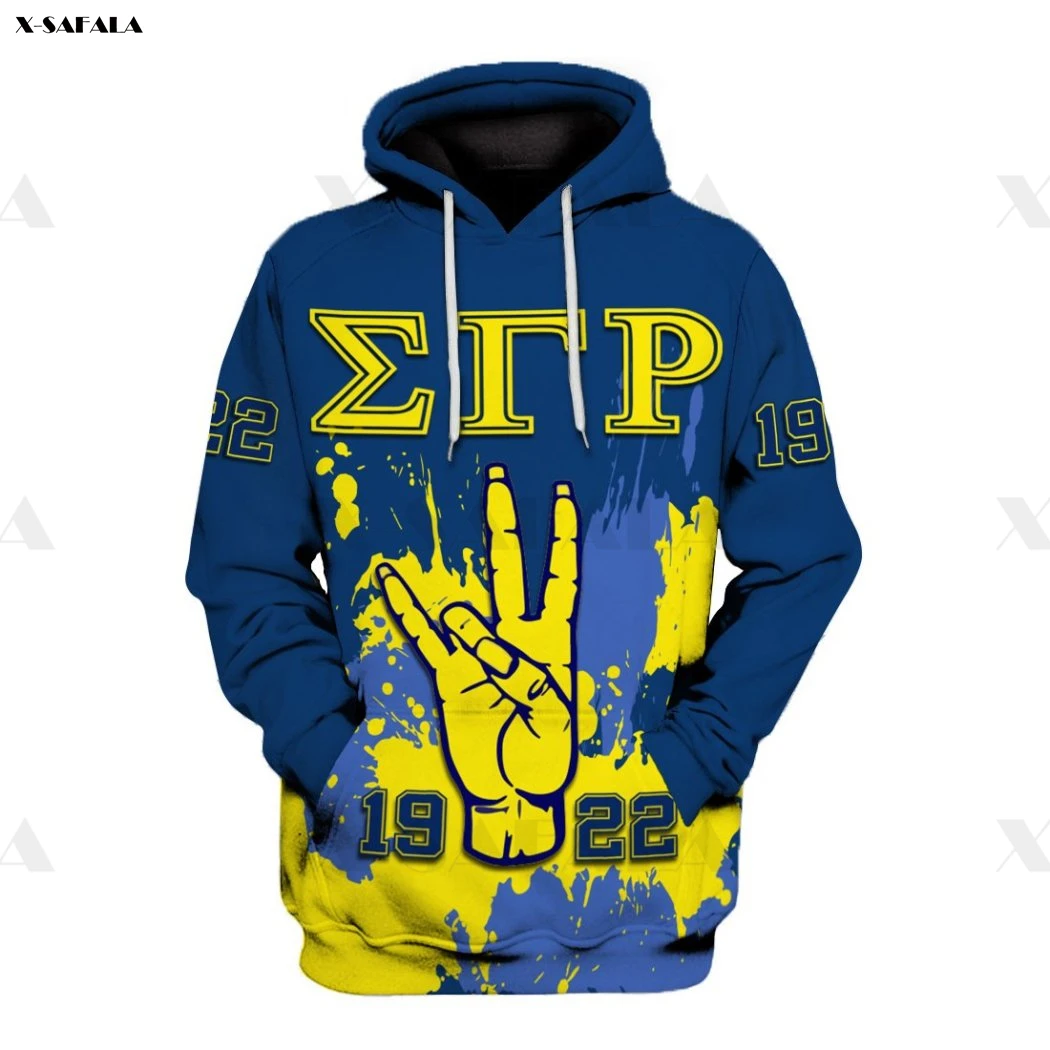 

2020 Latest Design ΣΓΡ Sigma Gamma Rho Pattern 3D Over Printed Hoodie Man Women 4 Outwear Zipper Pullover Sweatshirt Casual